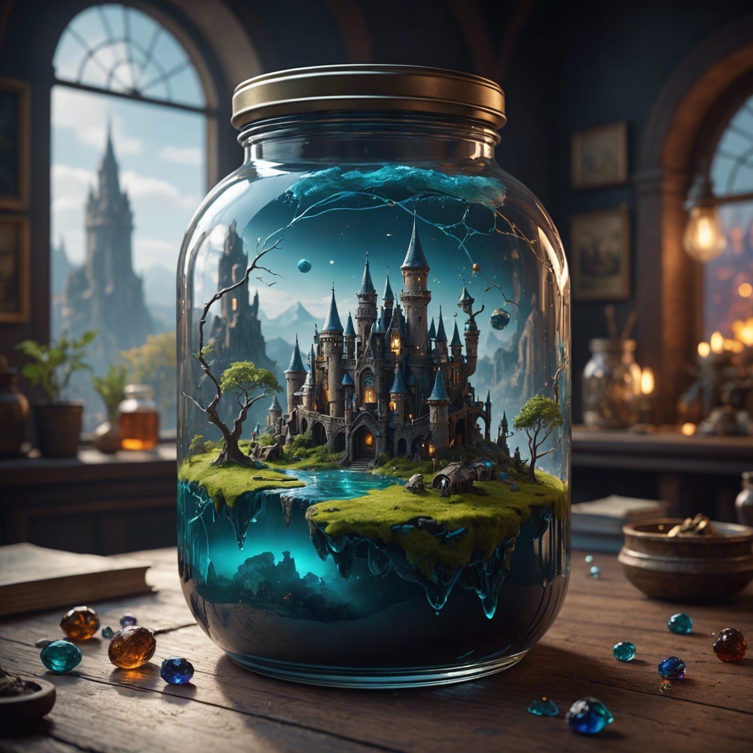 World in a Jar: Detailed Fantasy Concept Art