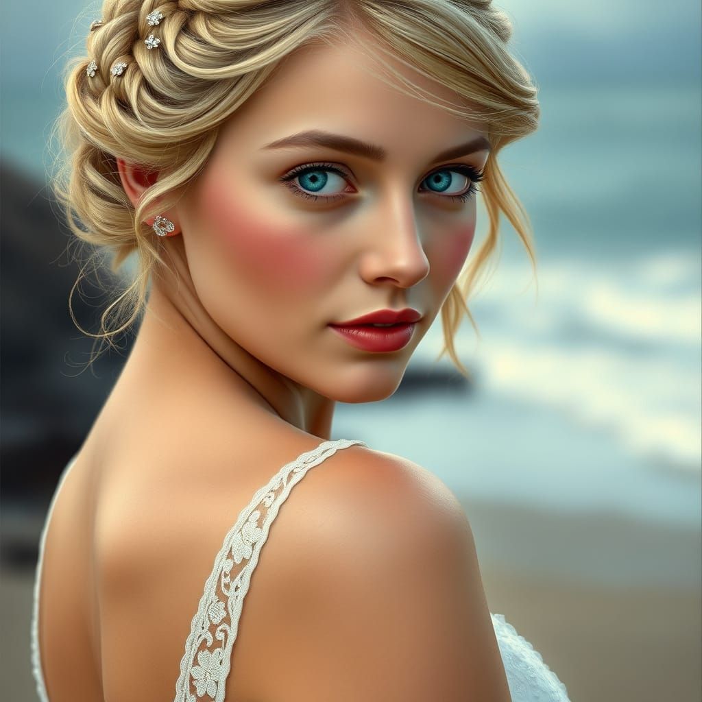 Ethereal Bridal Portrait with Braided Blonde Hair