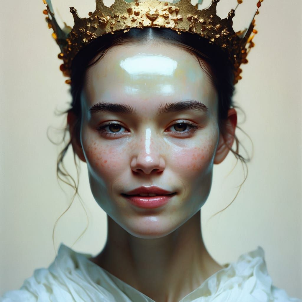 Minimalist Portrait with Golden Crown by O'Keefe