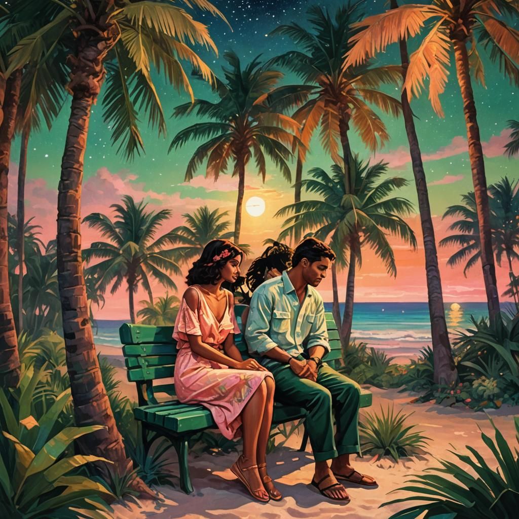 Romantic Beach Embrace Under Twilight Sky