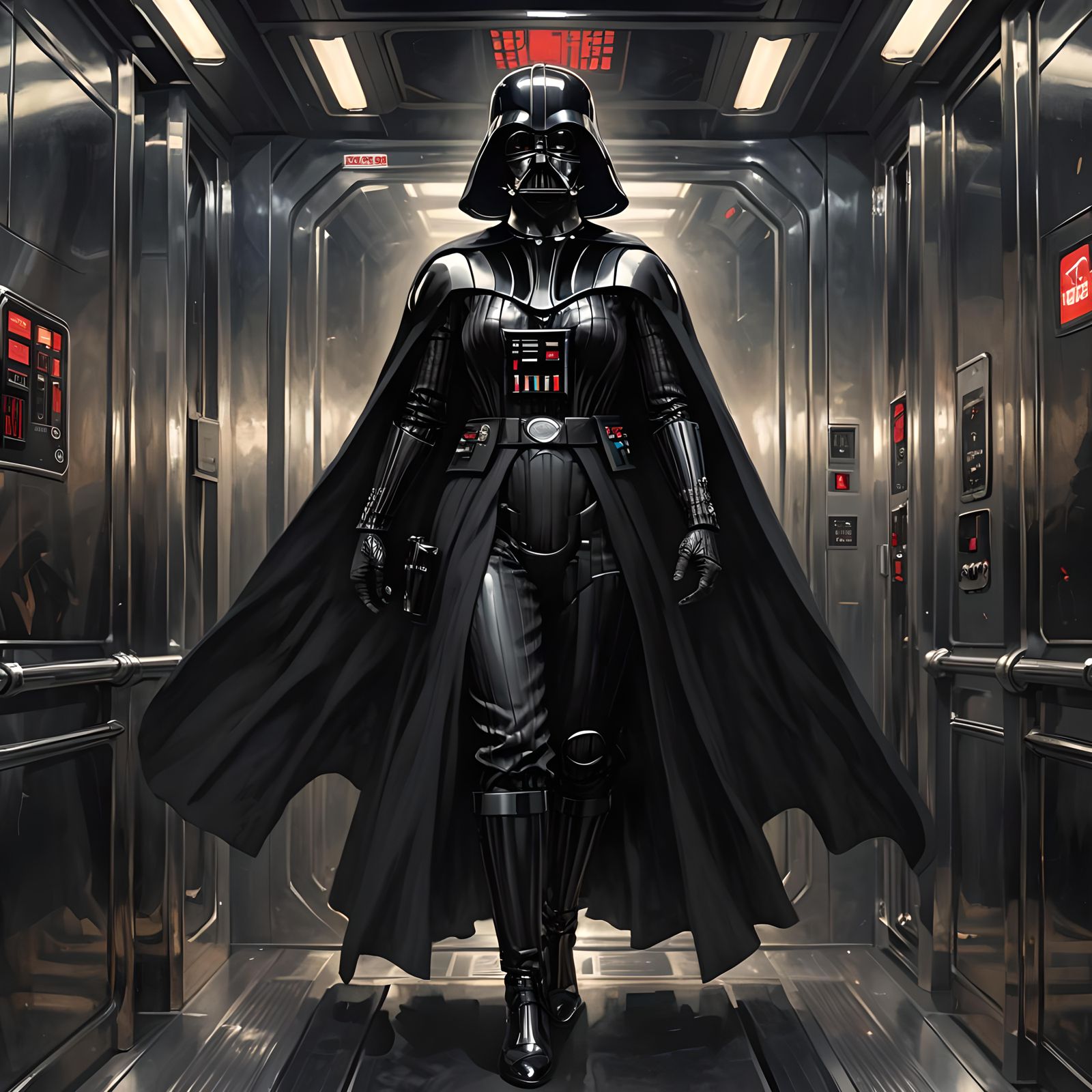 Flirty Darth Vader in Sci-Fi Elevator