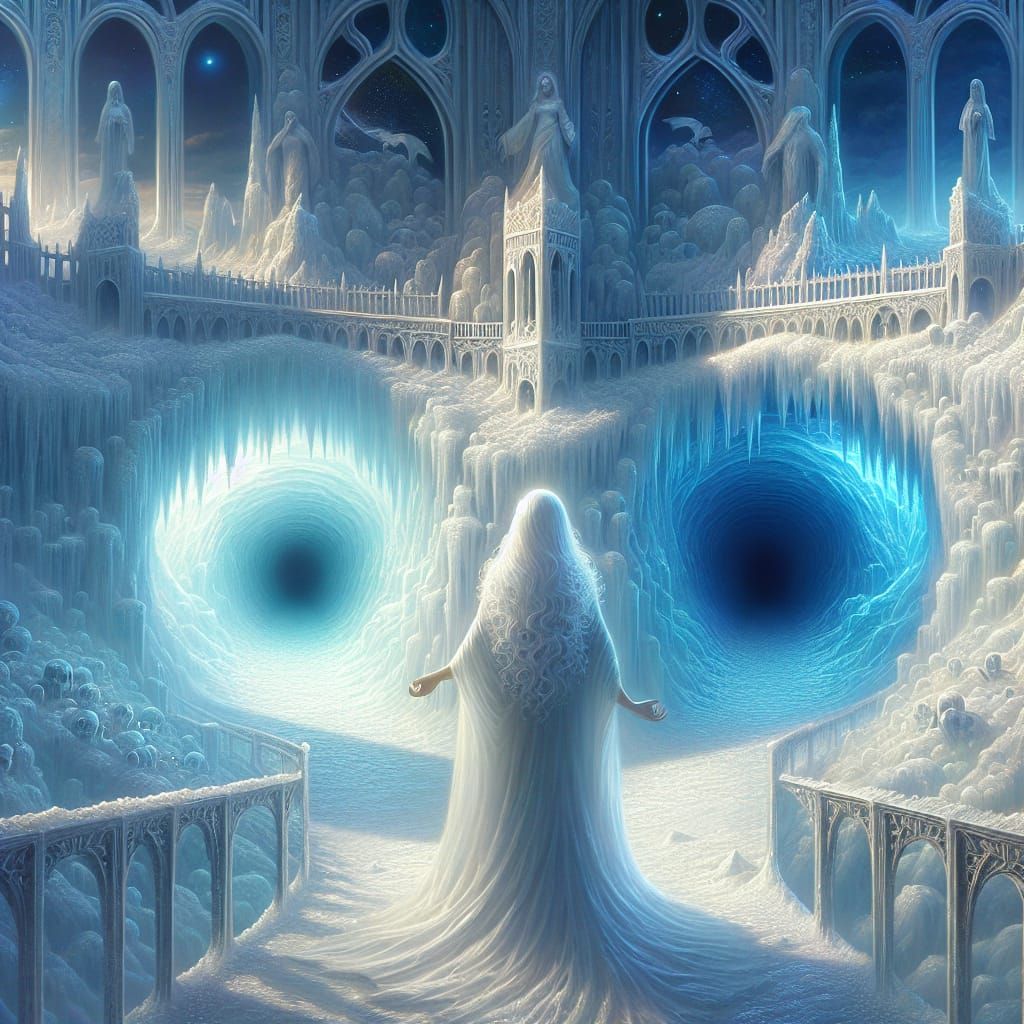 Icy Palace Choice: A Matte Painting of Virtue and Malice