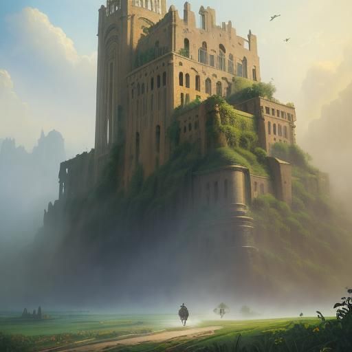 Babylon Gardens: Impressionist Gouache Masterpiece