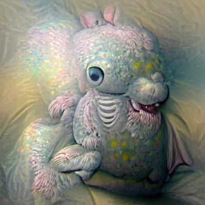 Glitter Pastel Stuffed Animal in Horror Style