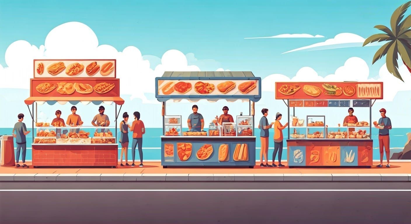 Coastal Street Food Market on a Sunny Day