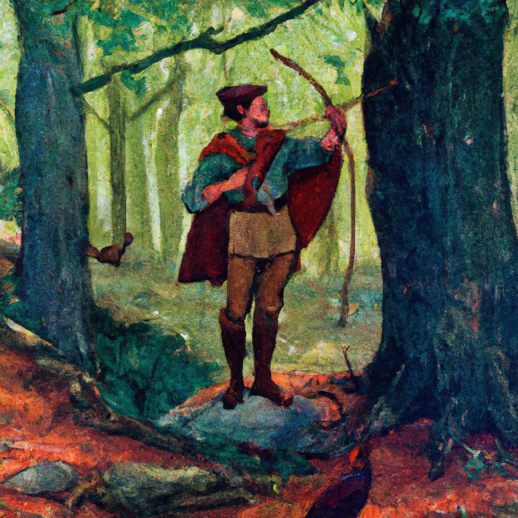 Robin Hood in Sherwood Forest as Norman Rockwell Painting
