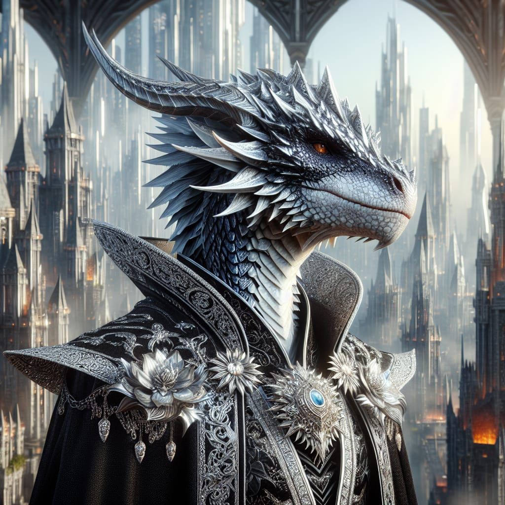 Dragonborn Portrait in Opulent Robes