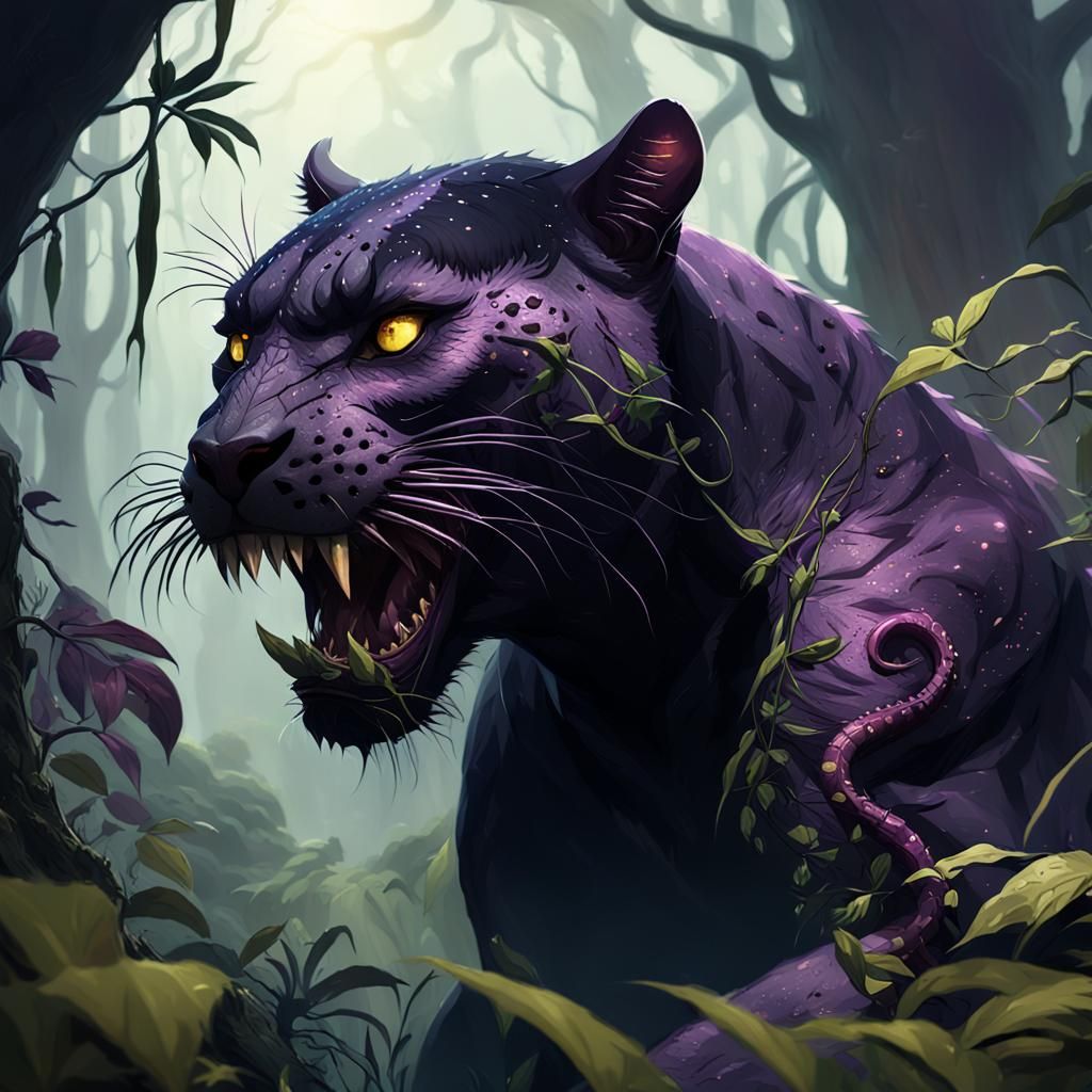 Puce Panther with Tentacles in Fantasy Valley