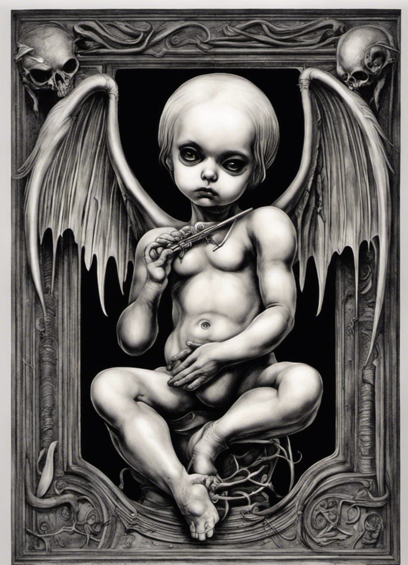 Nightmarish Cupid in Giger Style