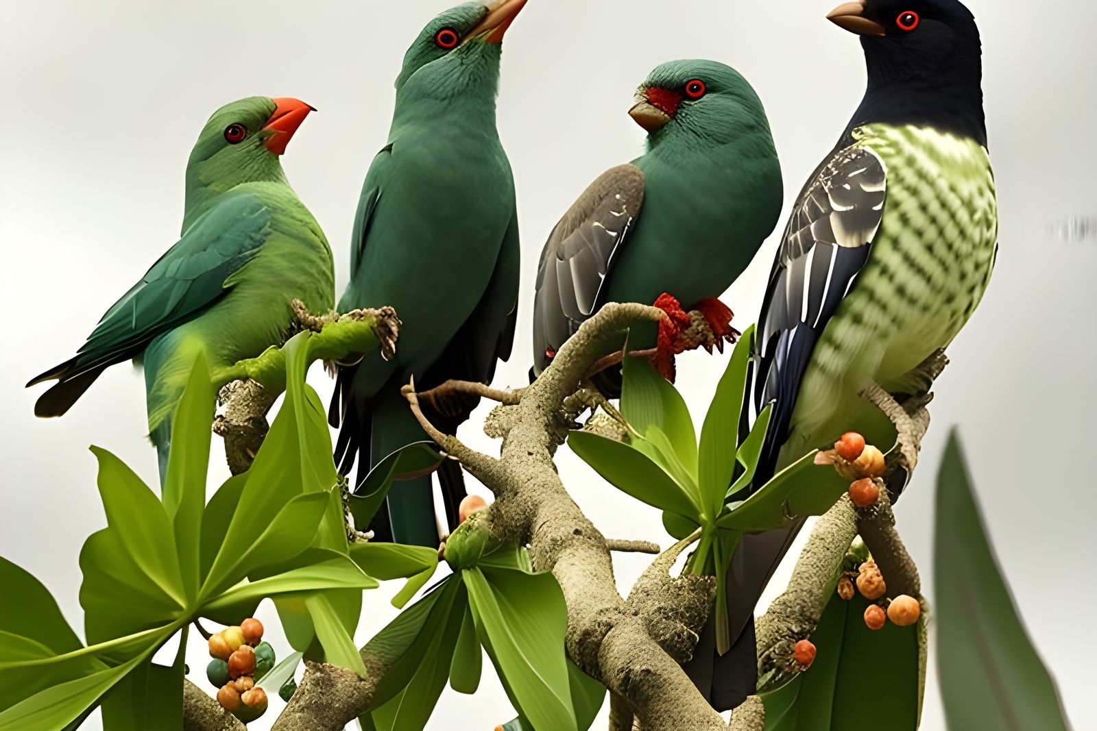 Parrots Feast: A Vivid Oil Painting