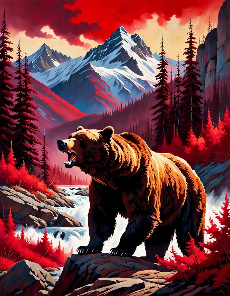 Roaring Bear Conceptual Art: Wildlife Encounter