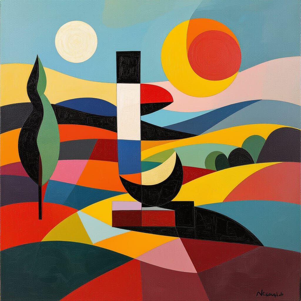 Expressionist Landscape Painting with Thick Textured Paint