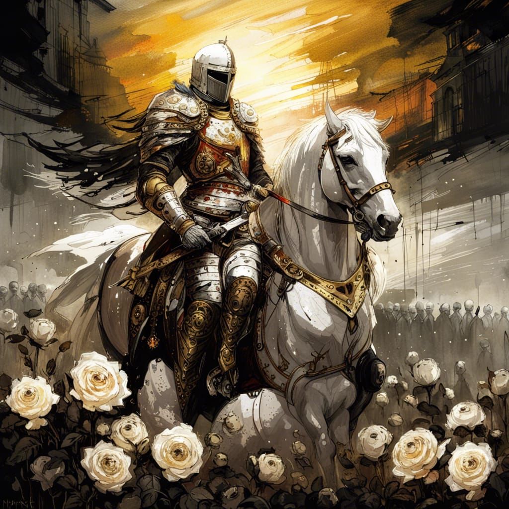 Angelic Knight Rides into Battle: Gothic Fantasy