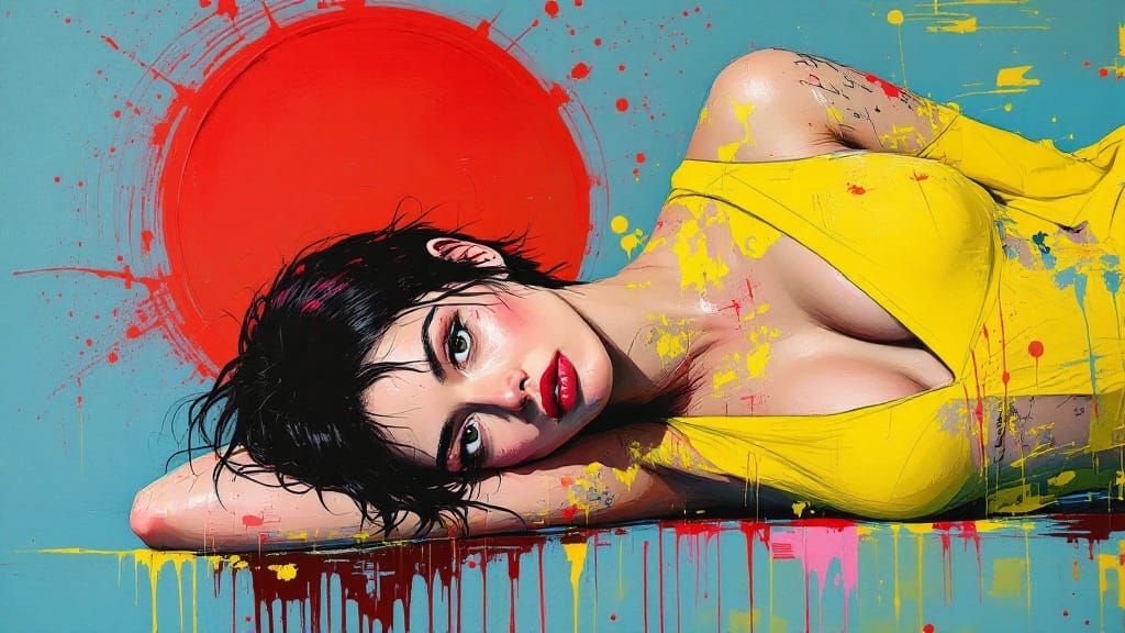 Stylized Woman in Yellow Top with Urban Grit