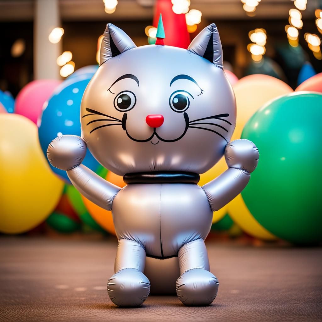 Inflatable Cat Balloon at Birthday Party