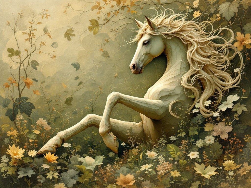 Ethereal Horse in a Whimsical Nature Scene