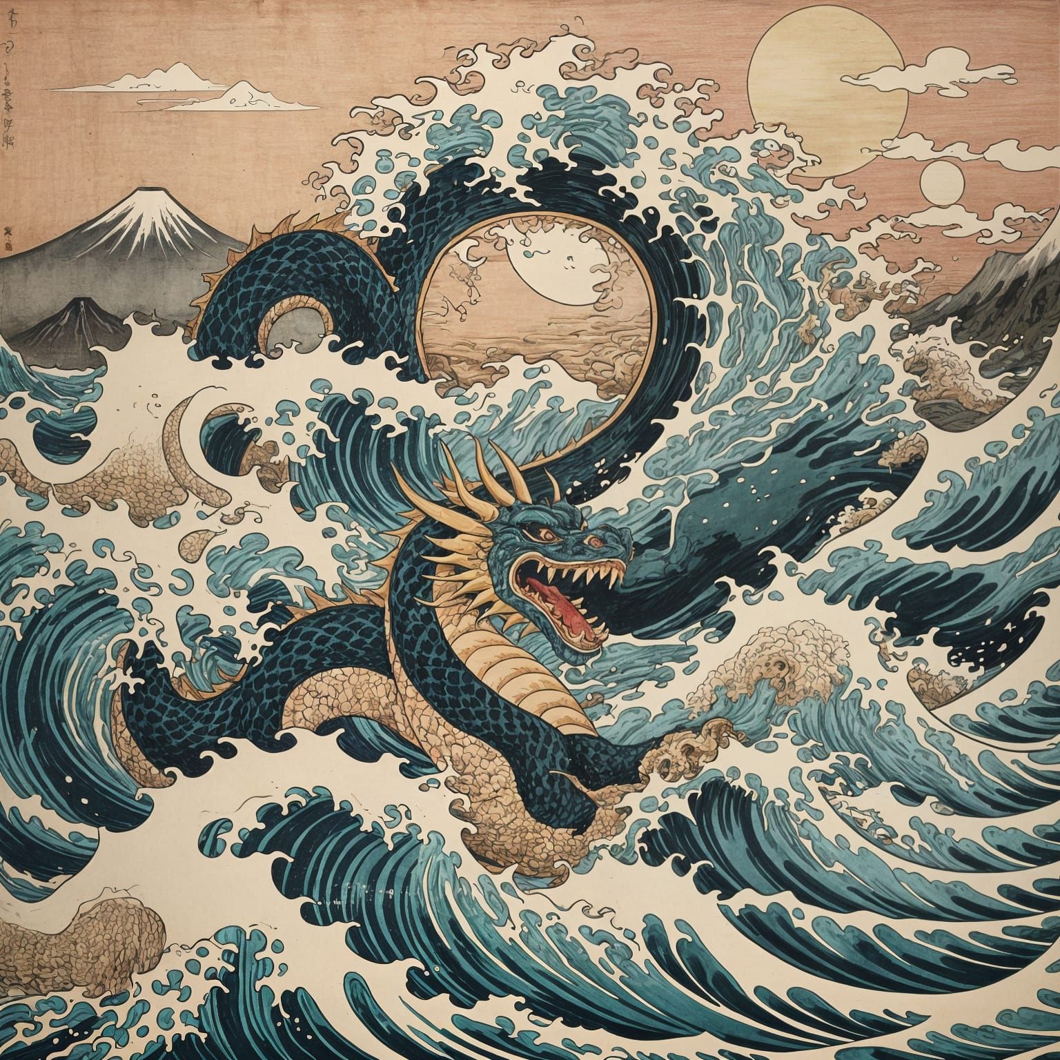 Ukiyo-e sea and dragon