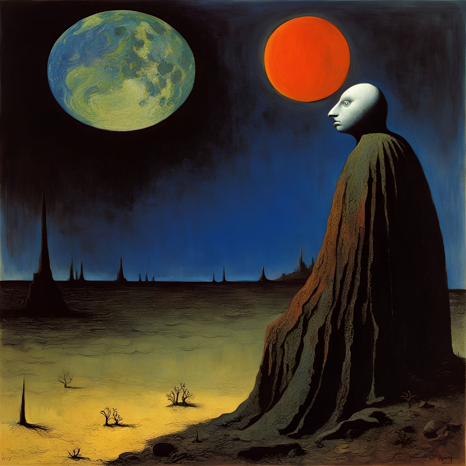 Earthrise from the Moon: Surrealist Max Ernst Style