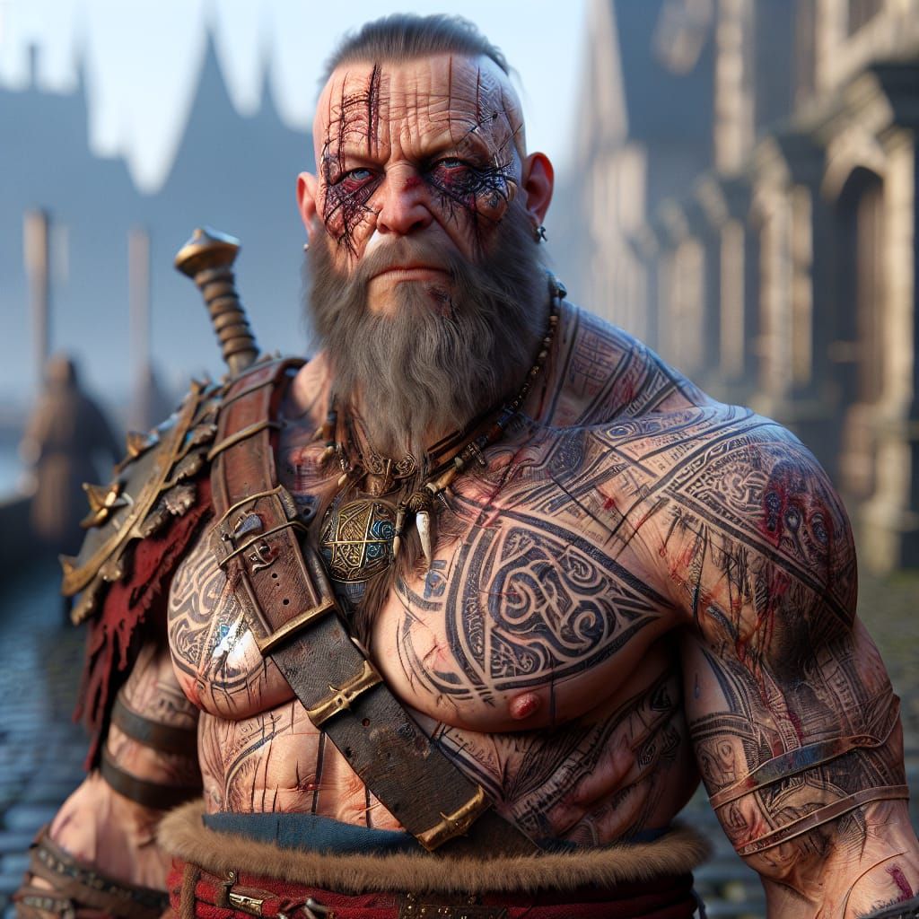 Immortal Barbarian Warrior in 3D Game Cinematic Style