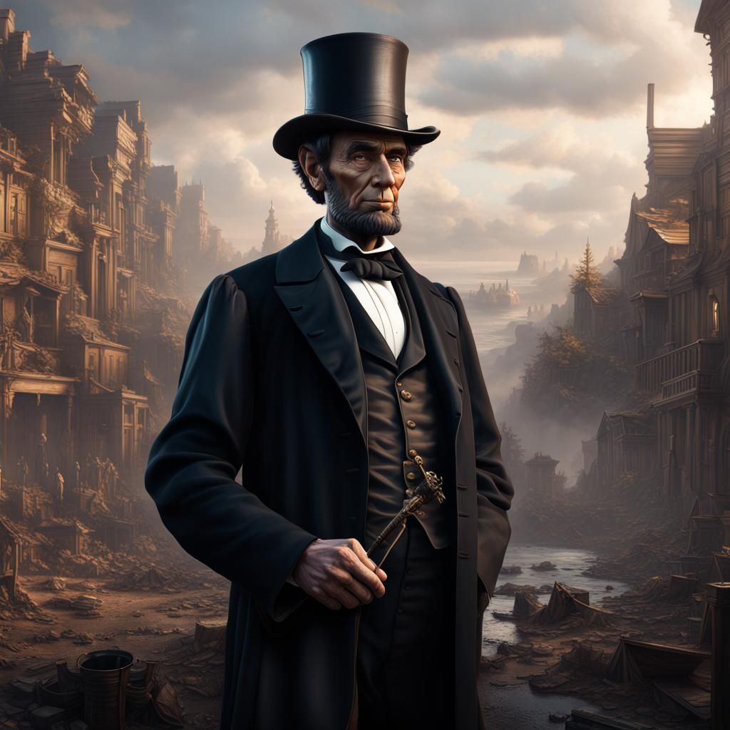 Detailed Matte Painting of Abraham Lincoln