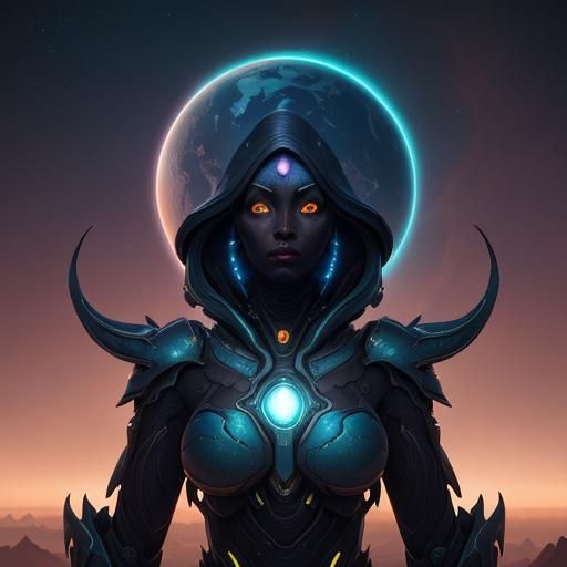 Ethereal Alien Girl with Shining Eyes