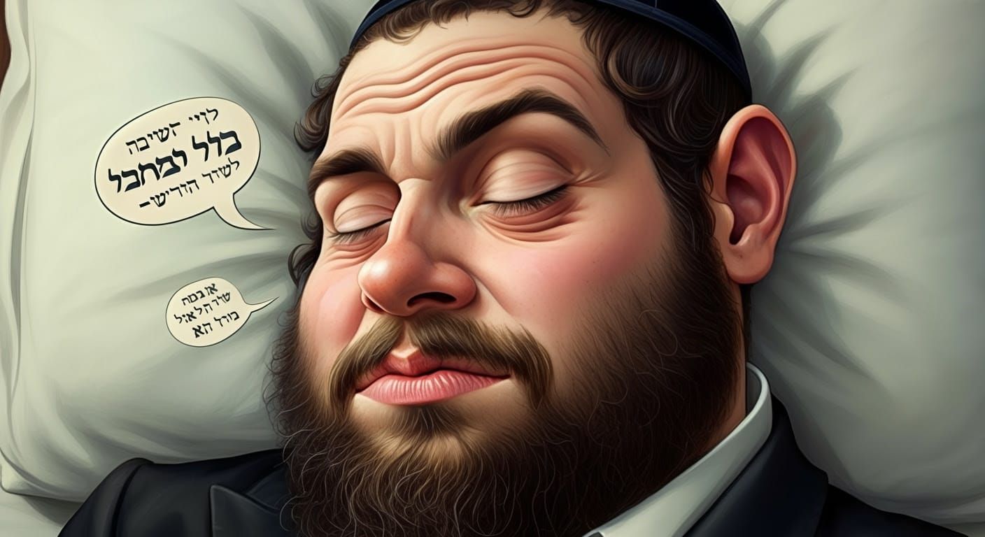 Young Hasidic Man's Restful Slumber in Digital Illustration