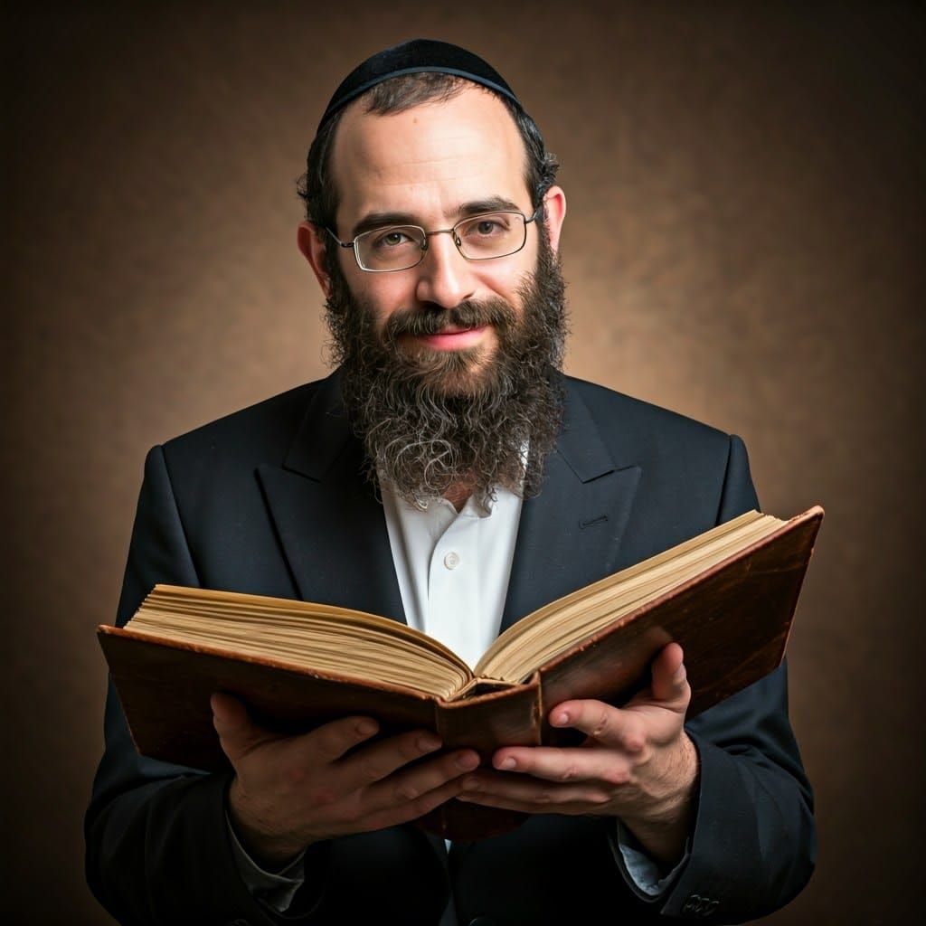 Warm Orthodox Jewish Man Holds Vintage Photo Album