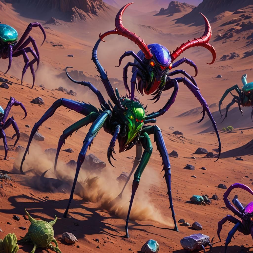 Hybrid Bull-Spider Creature on Alien Planet
