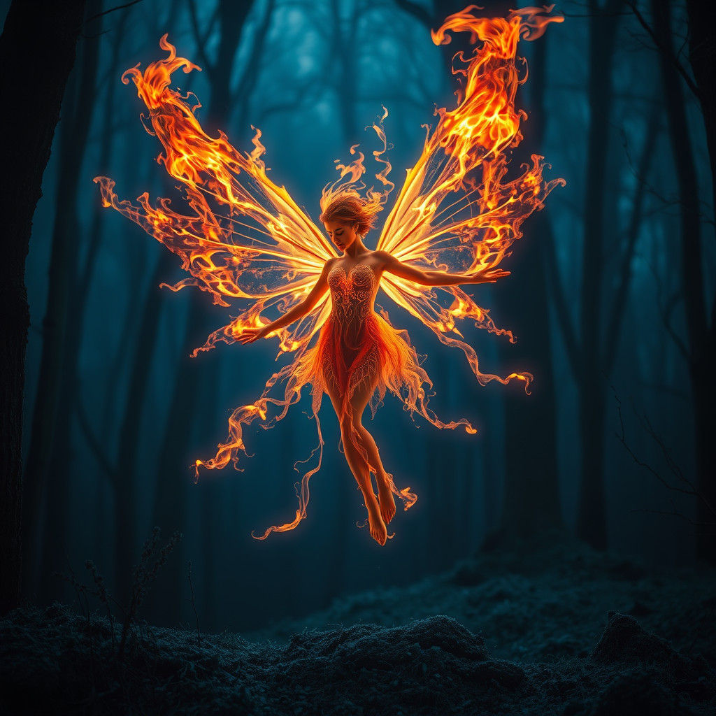 Ethereal Fire Fairy with Blazing Wings
