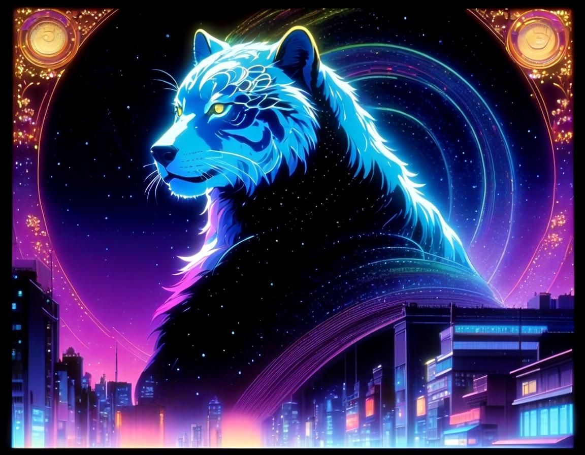 Nighttime Cityscape in Anime Pop Art Style