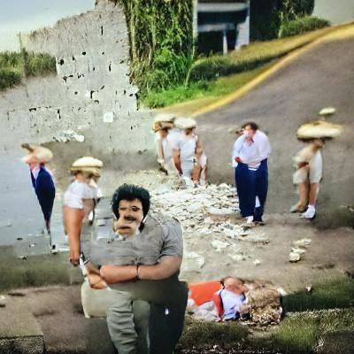 Humorous AI Image: Escobar Does the Griddy on Trump