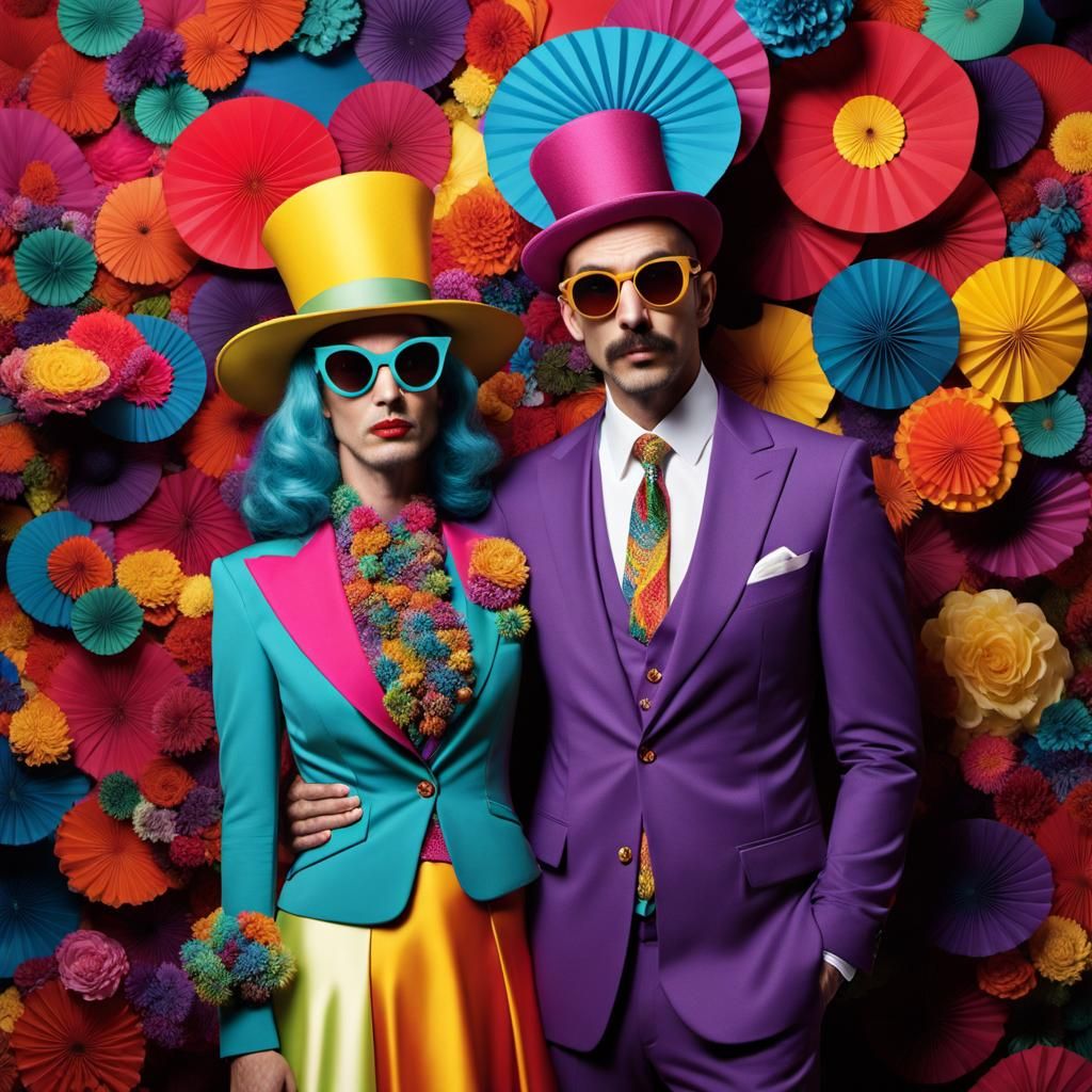 Dadaist Couple in Party Clothes