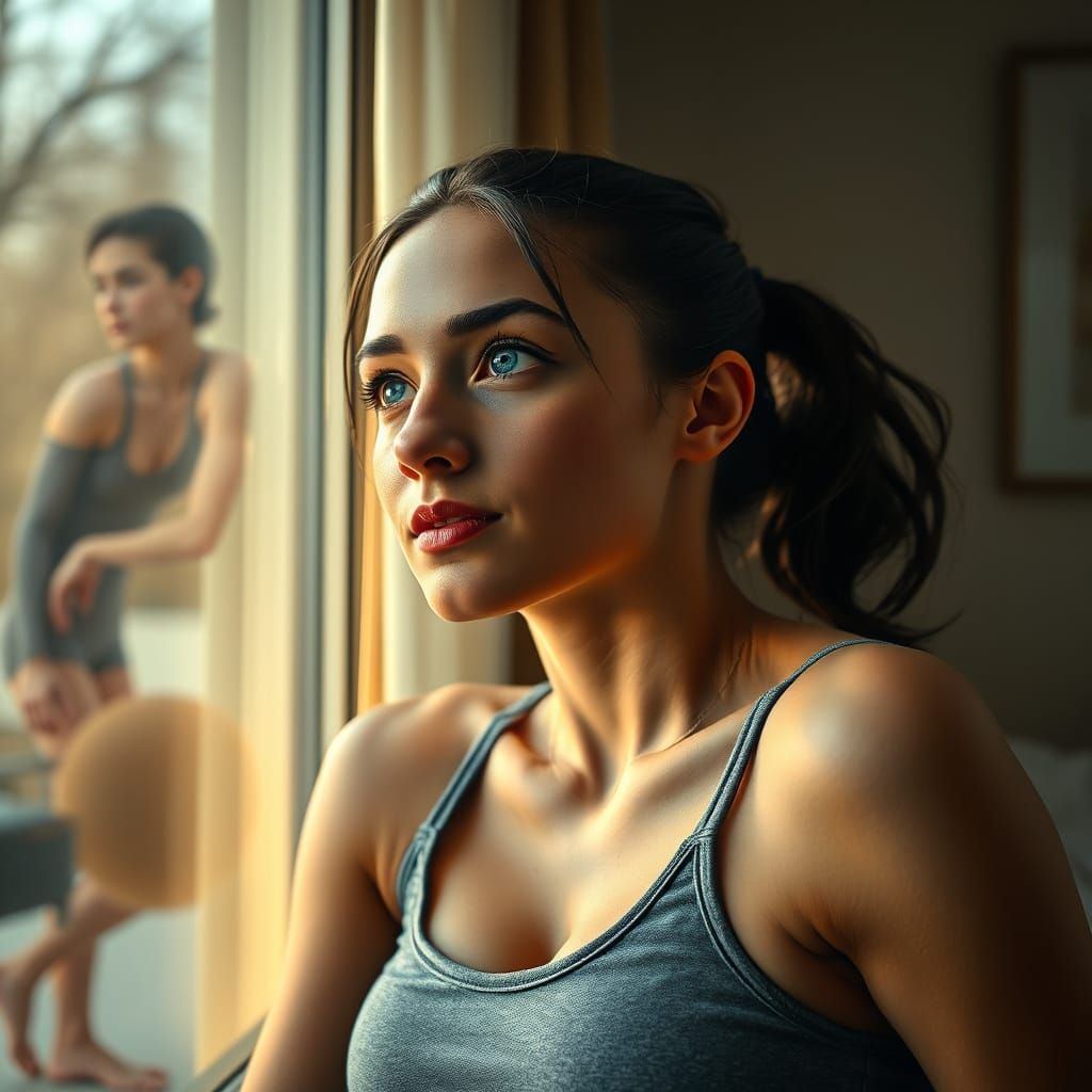 Contemplative Young Woman Lost in Thought