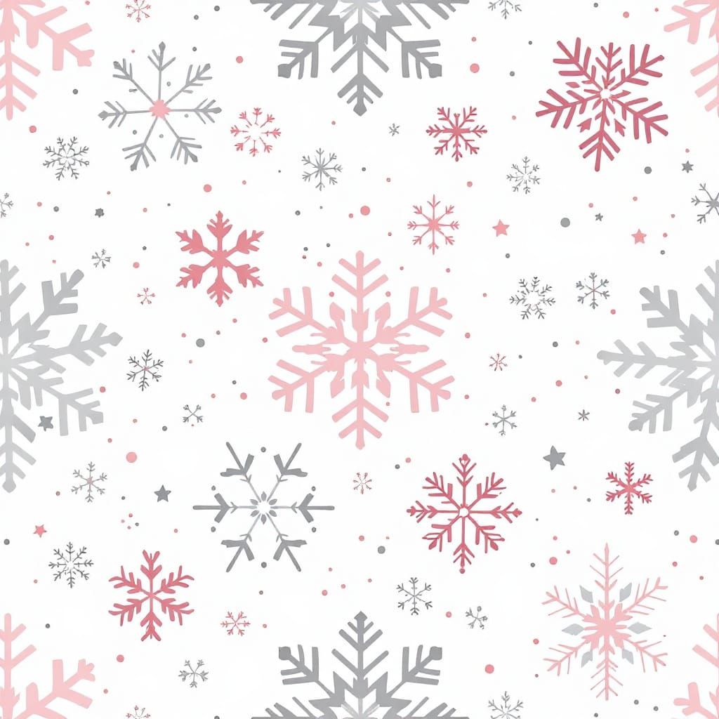 Whimsical Winter Snowflake Pattern in Pink and Gray