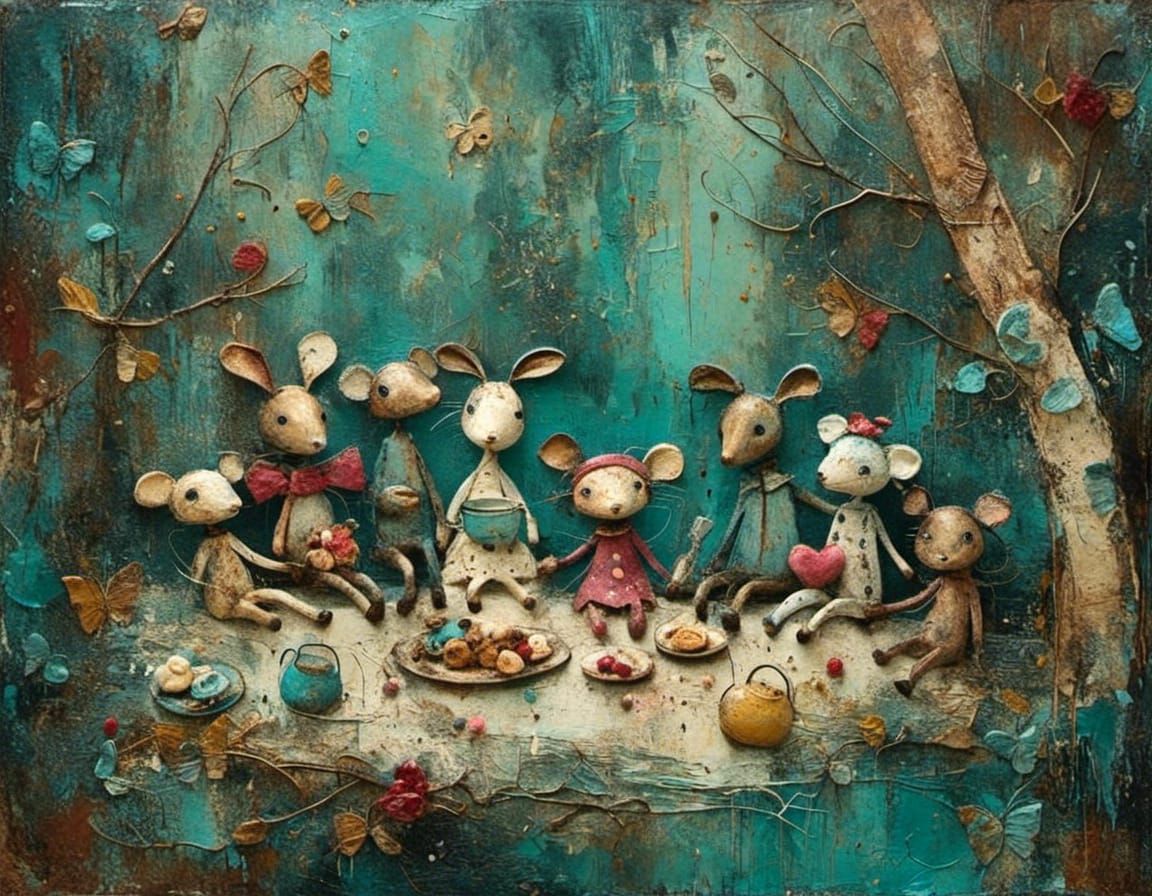 Whimsical 3D Art: Anthropomorphic Animals Picnic