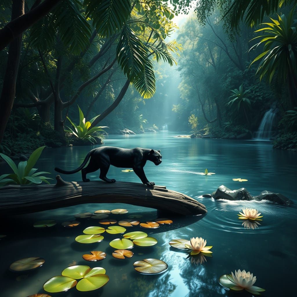 Subtle Jungle Oasis Under Starlight