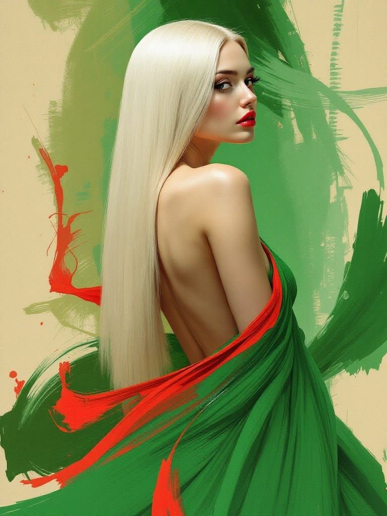 Ethereal Woman in a Vortex of Vibrant Color