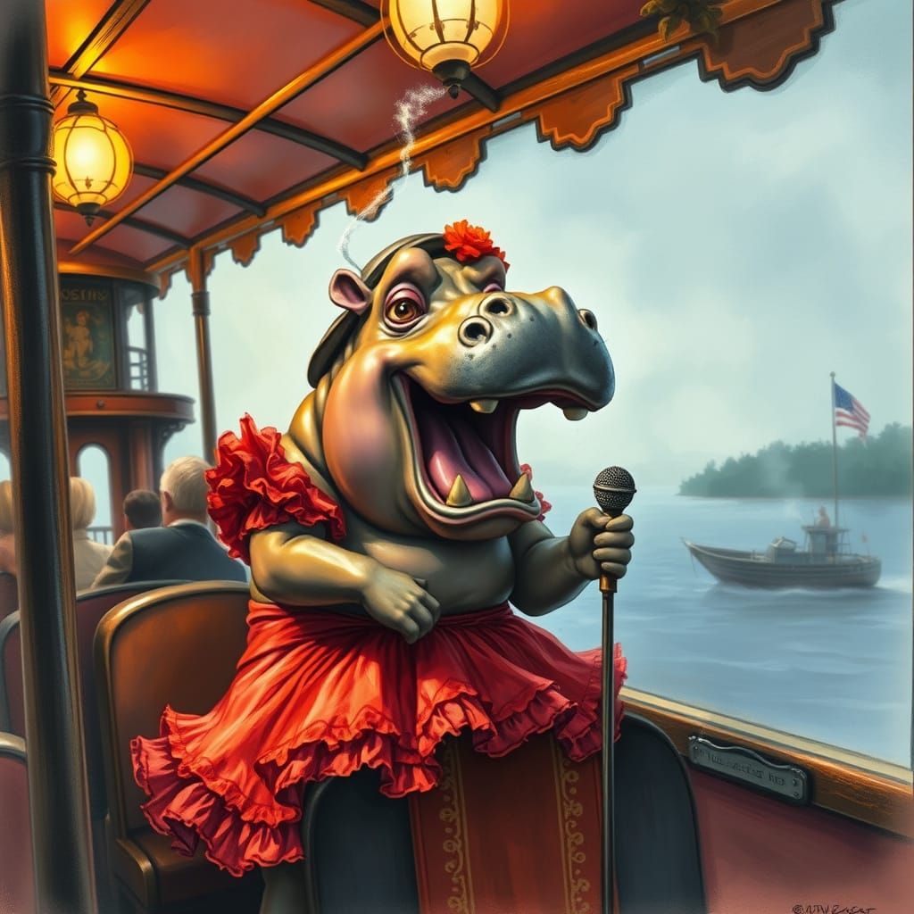 Sensual Hippo Serenades on Vintage Paddle Steamer