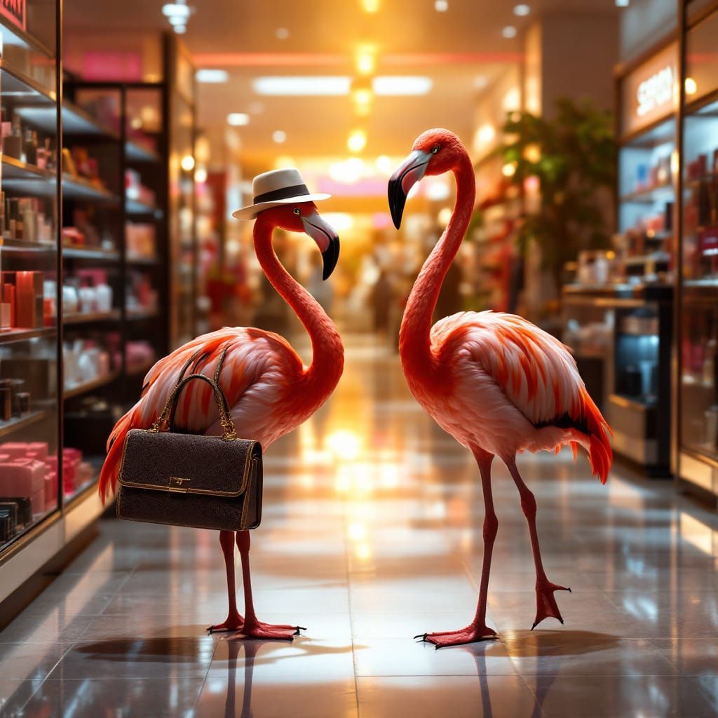 Flamingos' Fashionable Sephora Shopping Trip
