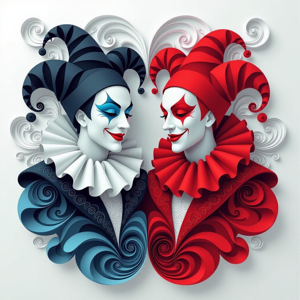 Abstract Court Jesters in Fractal Art Style