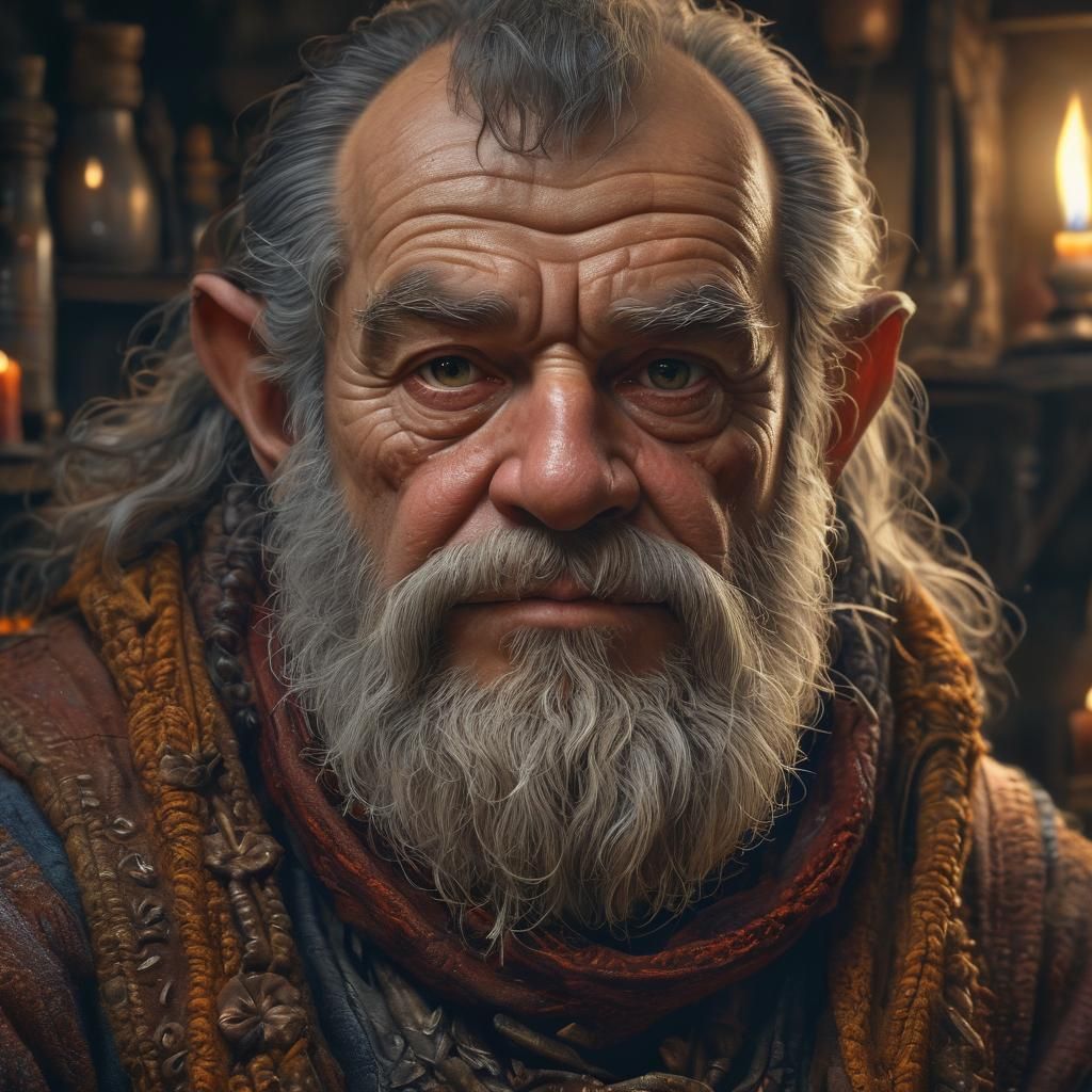 Dwarf Alchemist Portrait in Fantasy Realism Style