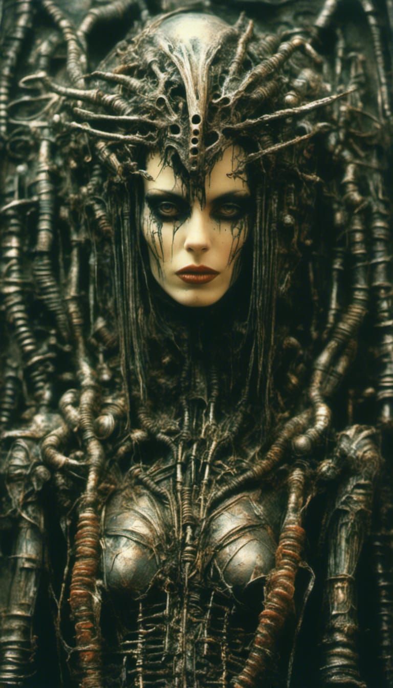 Cybergoth Woman with Tattoos in Macabre Style