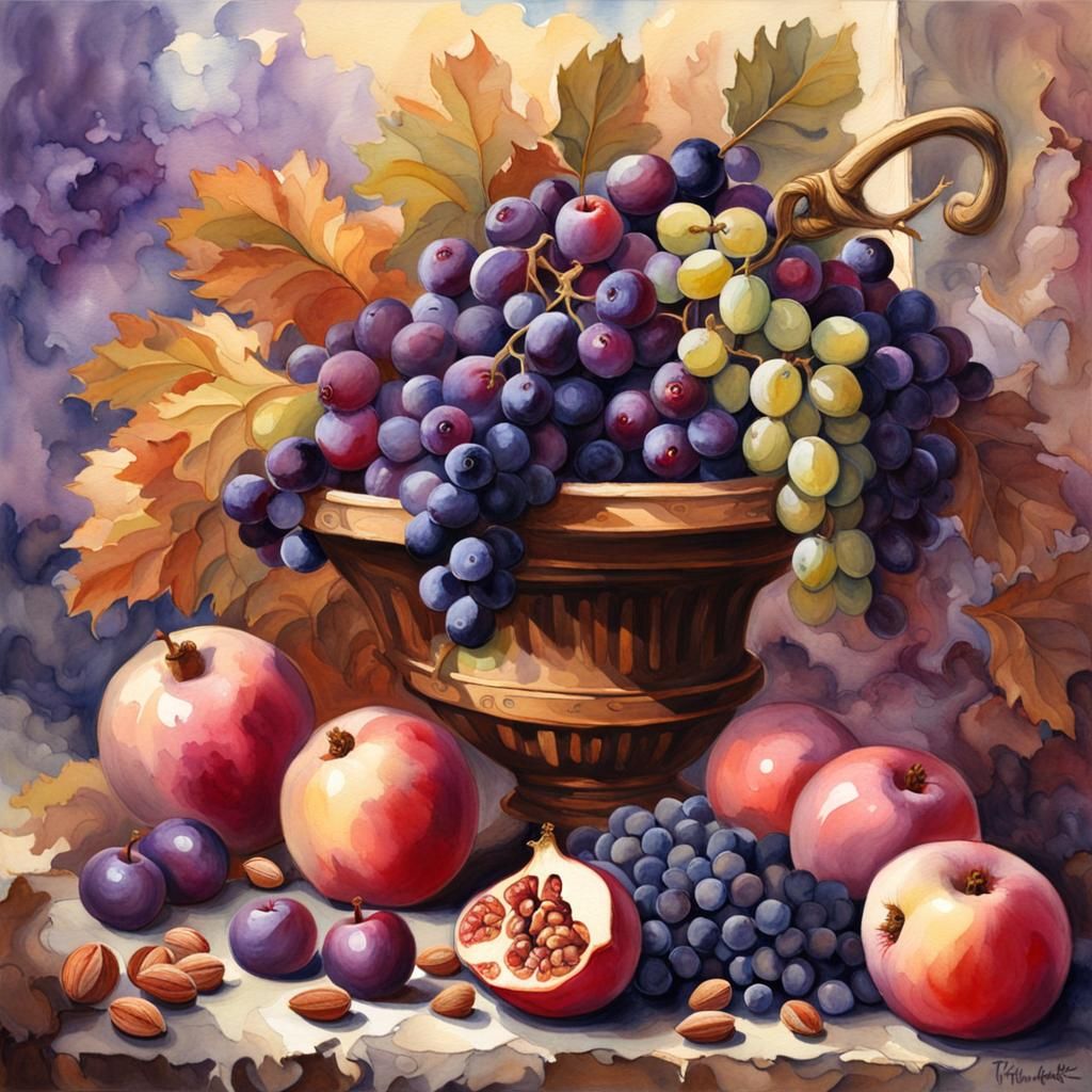 Abundant Harvest in Epic Impressionist Gouache Style