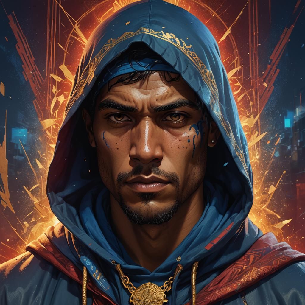 Intense Gangsta Portrait with Vivid Lighting