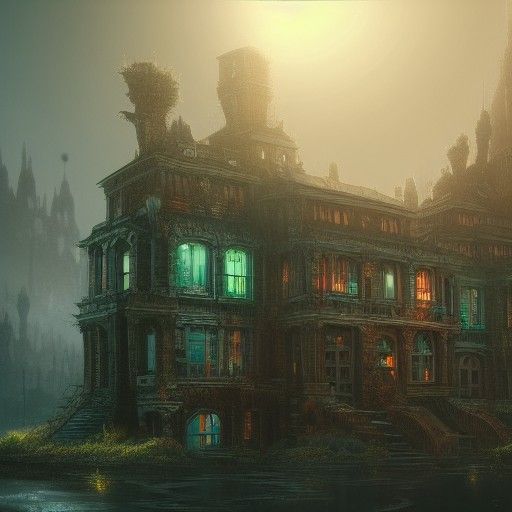 Creepy Building at City Edge: Detailed Matte Painting
