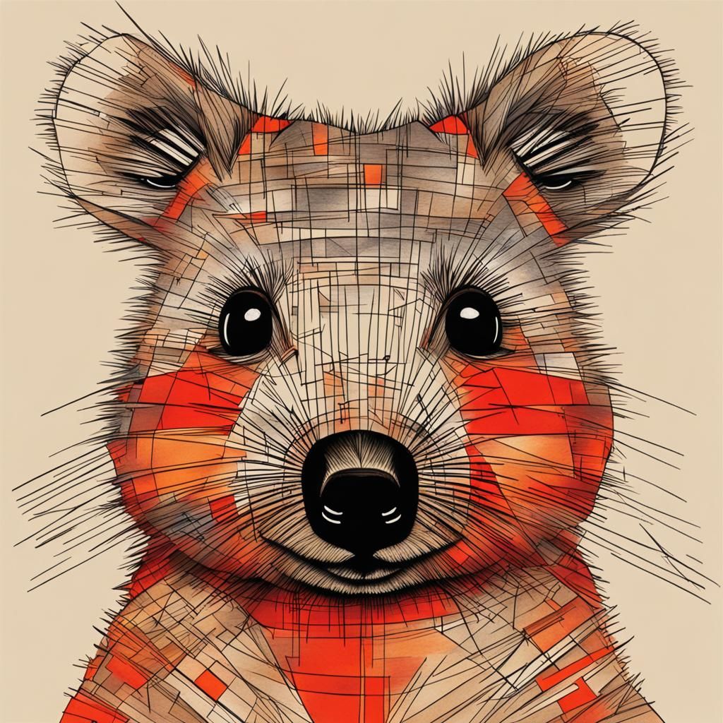 Quokka with Red Eyeshadow in Bold Line Style