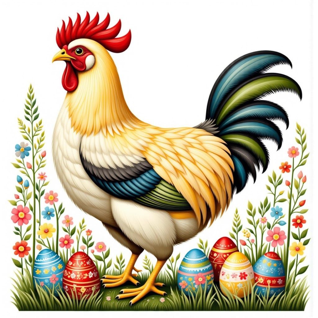 Easter Chicken in a Whimsical Scandinavian Setting