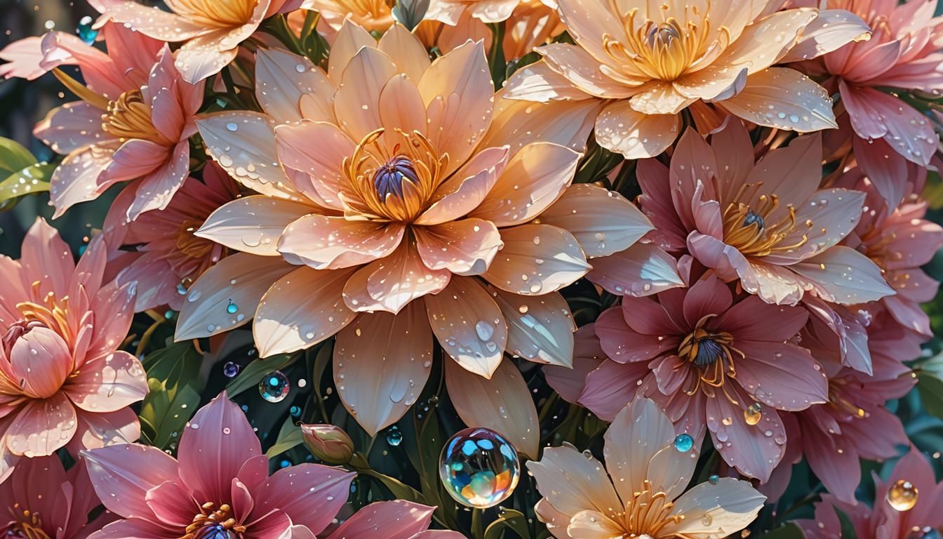 Colorful 3D Anime Flower in a Vibrant Garden