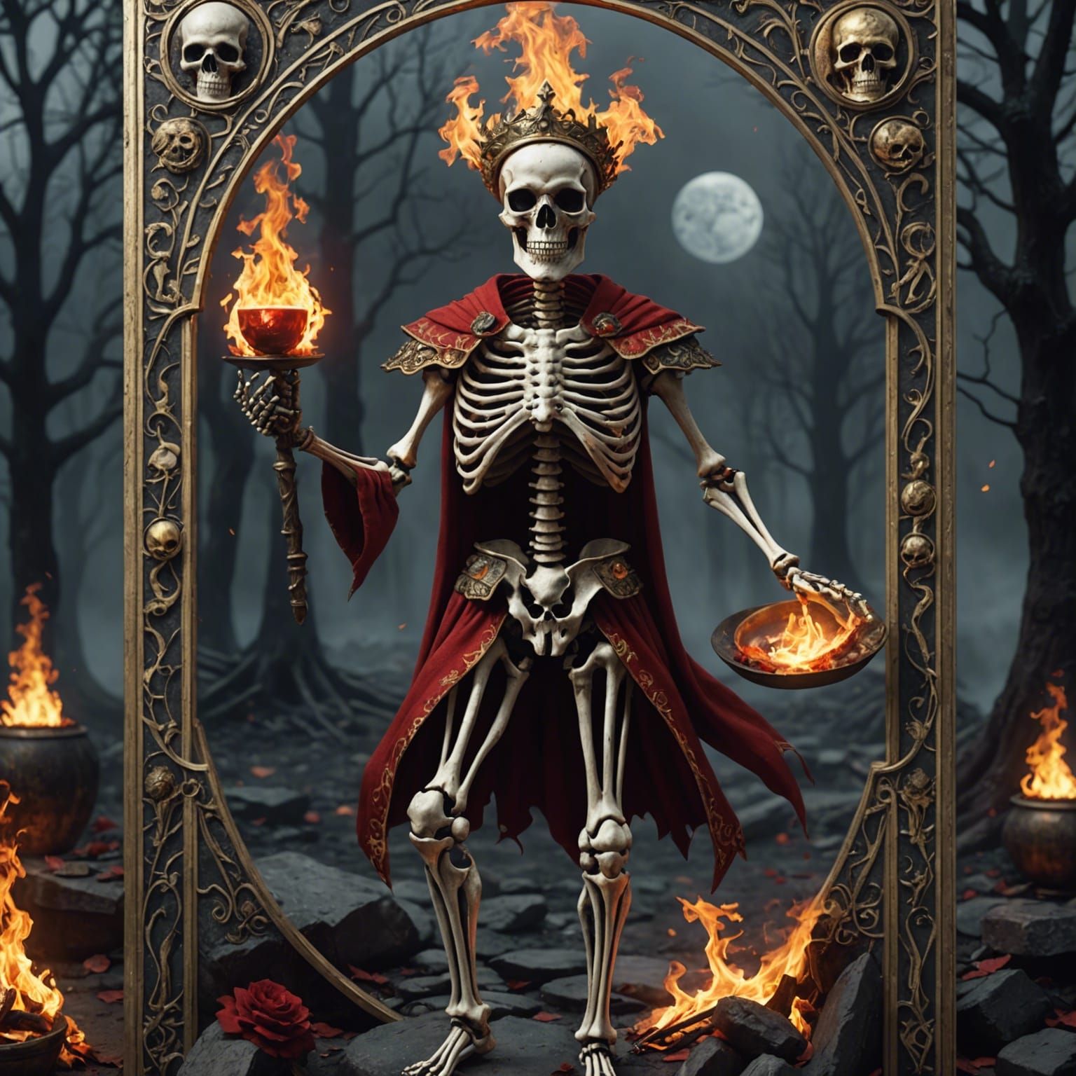 Tarot Card: The Fool as Skeleton in Matte Painting