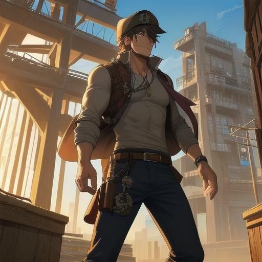 Charming Young Man with Mischievous Gaze in Casual Attire